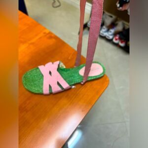 Adrienne Vittadini Green Rope Pink Lace-Up Sandals‎ – Made in Spain, Size 7